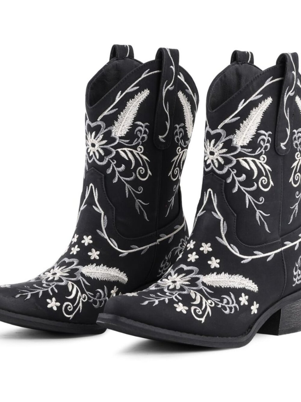 Cowboy Boots for Women Floral Cowgirl Boots with Pointed Toe and Chunky Heel Mid